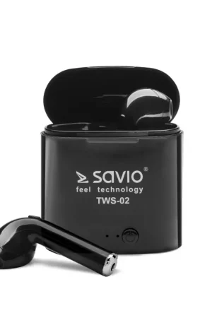 Savio - TWS-02 auricular y casco Auriculares Inalámbrico Dentro de oído Llamadas/Música Bluetooth Negro Promoción