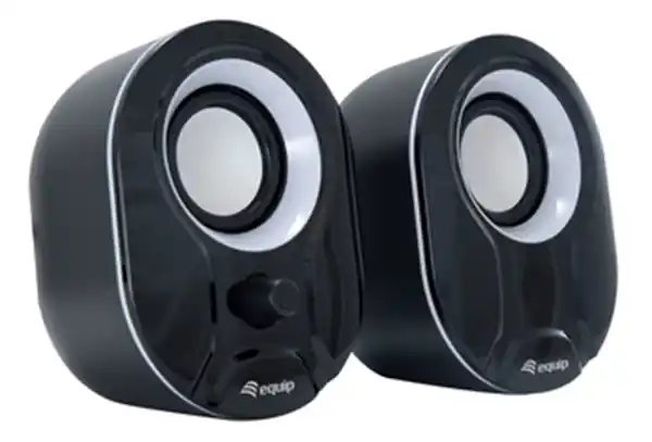 ALTAVOCES 2.0 EQUIP LIFE MINI6W RMS COLOR NEGRO Y BLANCO JACK 3.5"CONTROL DE VOLUMEN ALIMETANCION USB Stock Limitado