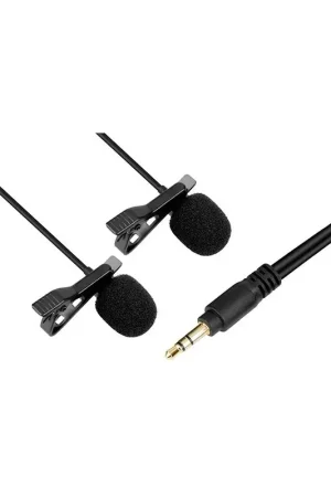 Garantía De Devolución De Dinero Tymine micrófono de solapa doble con entrada tipo Jack para móviles y cámaras DSLR