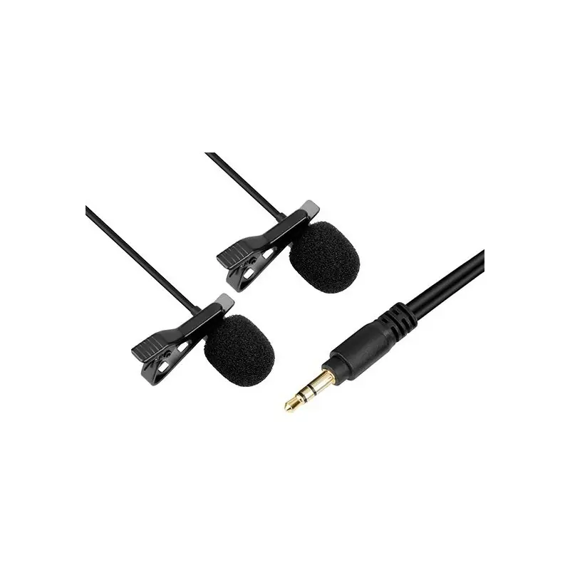 Garantía De Devolución De Dinero Tymine micrófono de solapa doble con entrada tipo Jack para móviles y cámaras DSLR