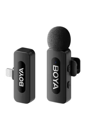 Certificado Micrófono de solapa inalámbrico Boya BY-V1 V2.0 conexión Lightning (1TX +1RX)