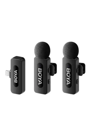 Micrófono inalámbrico de solapa Boya BY-V2 V2.0 para Lightning (2TX+1RX) Barato