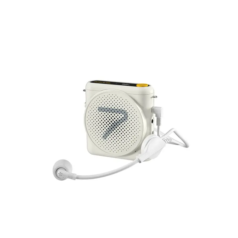 7RYMS Altavoz Amplificador Con Auricular y Micrófono De Cable Blanco Alta Calidad