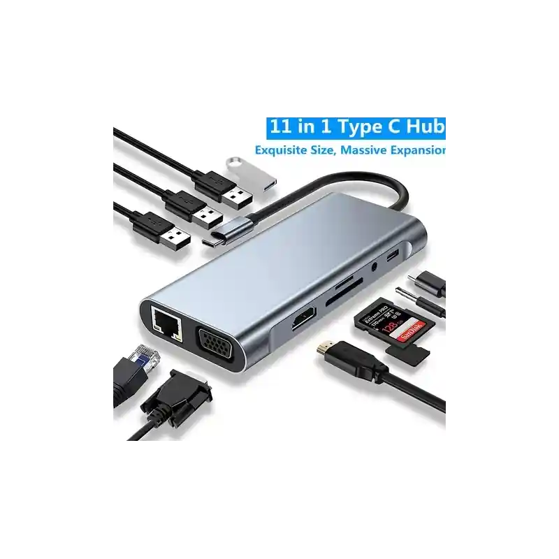 Marca Reconocida ULTRAPIX ADAPTADOR 11 EN 1CONEXIÓN USB C+ 11 PUERTOSUPBN-022