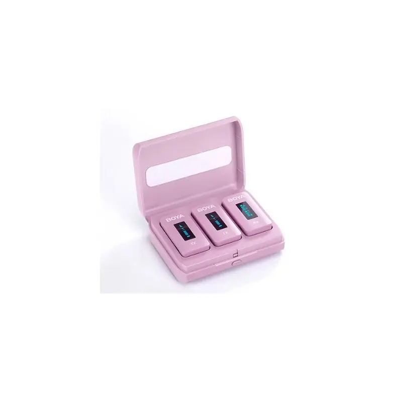Micrófono inalámbrico BOYA BY-XM6-K2de 2,4 GHz (1xRX y 2xTX) con estuche de carga Rosa Económico