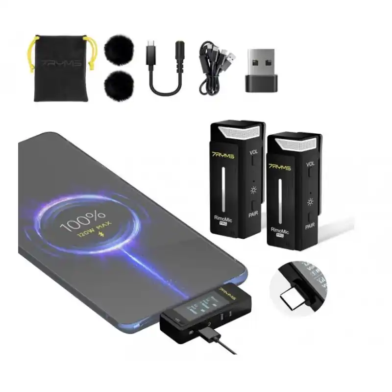 Pago Seguro Micrófono usb inalámbrico digital 7ryms Rimo Mic Pro UC (Para interfaz usb-c y usb-a)