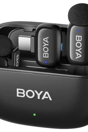 Últimas Unidades Micrófono inalámbrico Boya Mini-14 conexión USB-C con estuche de carga Negro