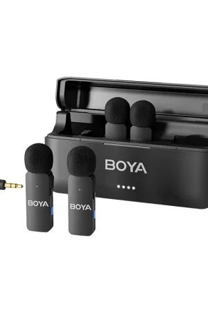 Micrófono inalámbrico Boya conexión 3.5mm kit de cuatro Comprar En Línea