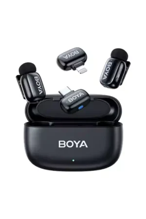Micrófono inalámbrico Boya Mini-12 con conexión USB-C + conexión Lightning con estuche de carga Negro Últimas Unidades