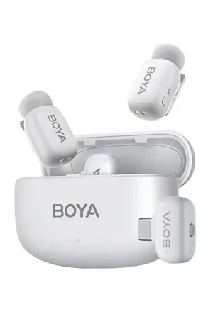 Envío Inmediato Micrófono inalámbrico Boya Mini-13 conexión USB-C + conexión Lightning con estuche de carga Blanco