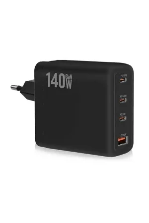 Envío Exprés EIMAGE PD-140W Cargador de baterías USB-C QUADRUPLE / Alimentador. 140W. 3 USB-C + 1A + cable. Color negro.
