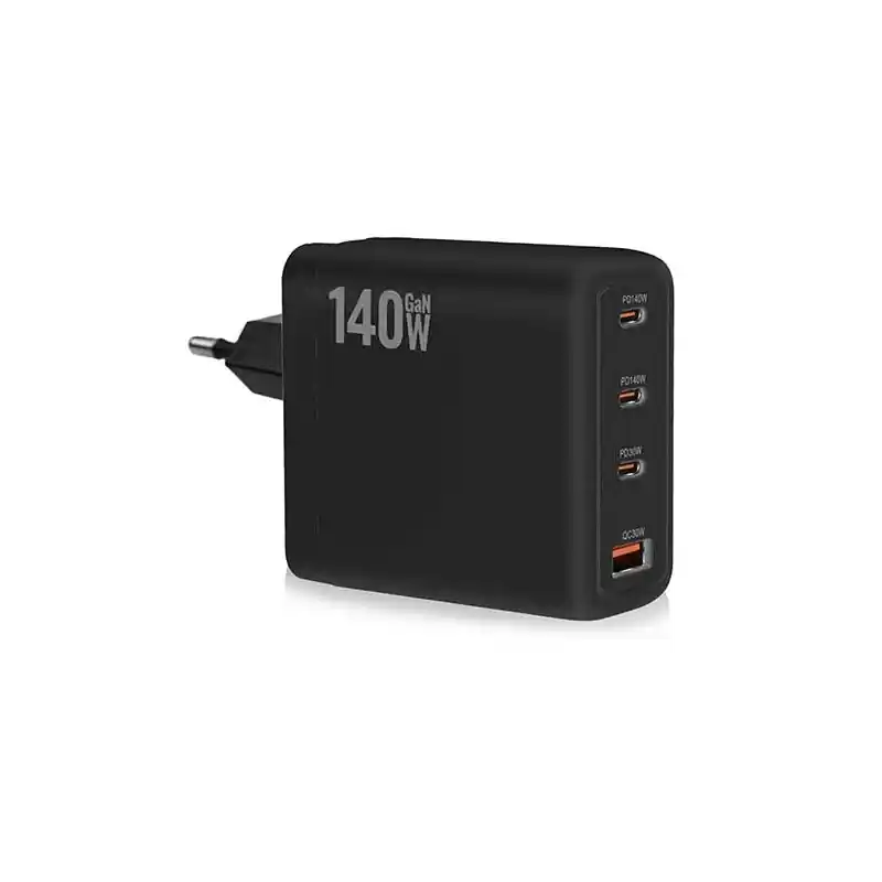 Envío Exprés EIMAGE PD-140W Cargador de baterías USB-C QUADRUPLE / Alimentador. 140W. 3 USB-C + 1A + cable. Color negro.