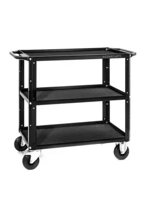Popular CONECARTS SMALL BASIC 3 Carro de 3 estantes con moqueta negra.
