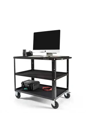 CONECARTS LARGE VERSIÓN WORKSTATION 3 Carro de 3 estantes con moqueta negra Oferta Limitada