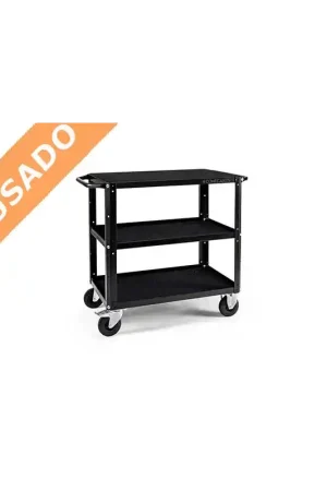Última Versión CONECARTS SMALL VERSIÓN WORKSTATION 3 (Usado) Carro de 3 estantes con moqueta negra.