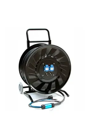 EMELEC R-SDI-3126-C-03-060 Carrete de cable con SDI doble y alimentación Schuko, de 60 metros para señales HD/UHD (3G/6G) Precio Rebajado
