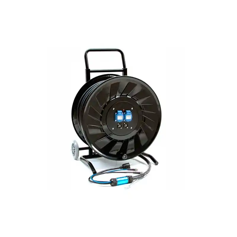 EMELEC R-SDI-3126-C-03-070 Carrete de cable con SDI doble y alimentación Schuko, de 70 metros para señales HD/UHD (3G/6G) Novedad
