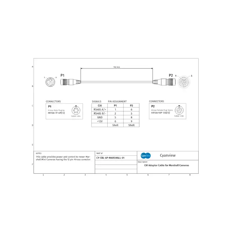 CYANVIEW CY-CBL-6P-MARS-01 Cyanview. Cable adaptador para Marshall CV-PT-HEAD Envío Exprés