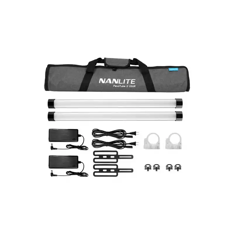 NANLITE KIT 2 x PAVOTUBE II 15 XR Pack de 2 tubos led 60cm con batería y CRMX. Alta Calidad