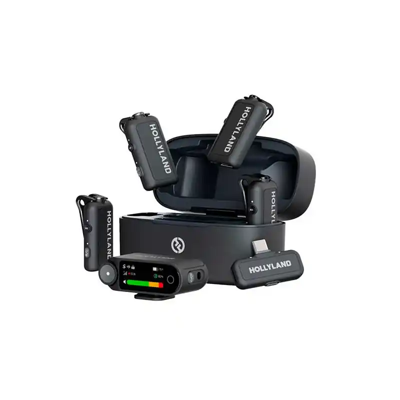 Oferta De Temporada HOLLYLAND LARK MAX 2 COMBO 4-PERSON VERSION Kit 4 micrófonos inalámbricos (Space Gray, con RX Cámara + USB-C RX)