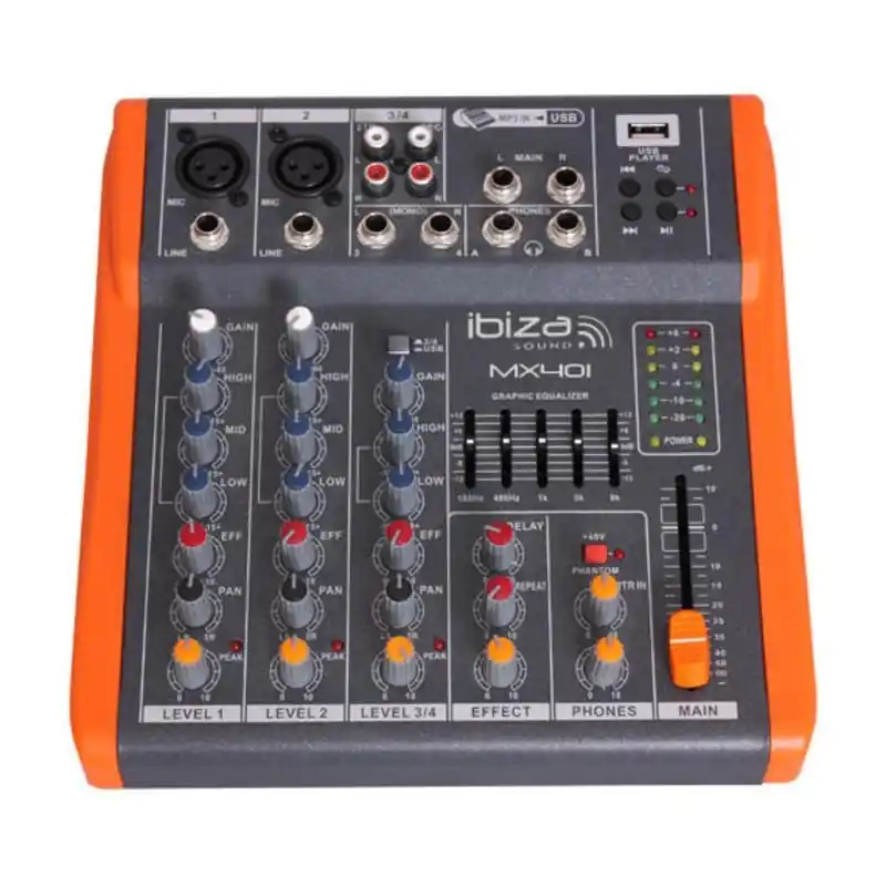 Comprar Ibiza Sound MX401 Mesa de mezcla con reproductor USB al mejor precio Rebajas