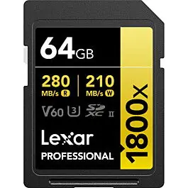 Precio Rebajado LEXAR SDXC PRO GOLD 1800X UHS-II V60 64GB TARJETA MEMORIA