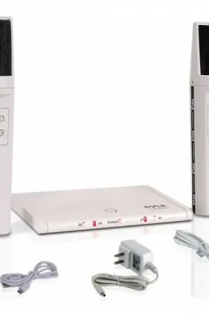 Promoción Pyle PDWM2232 Sistema de micrófono inalámbrico UHF - Incluye (2) micrófonos de mano con batería recargable USB, frecuencia fija