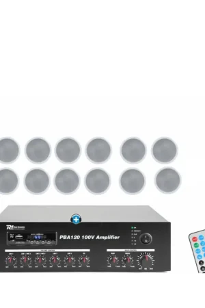 Kit Hilo Musical Bluetooth para Tiendas y Oficinas - 12 Altavoces de Techo + Amplificador USB/FM Última Oportunidad
