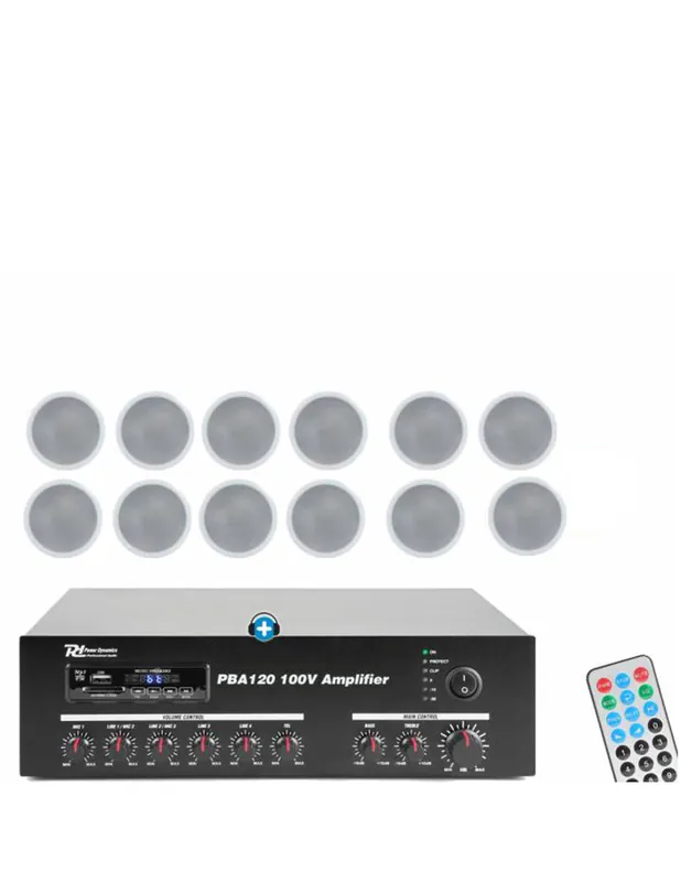 Kit Hilo Musical Bluetooth para Tiendas y Oficinas - 12 Altavoces de Techo + Amplificador USB/FM Última Oportunidad