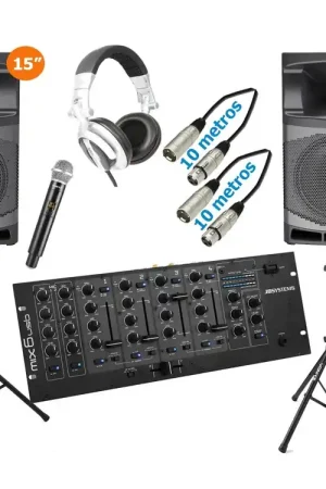 DENVER 15 COMPLET 3200W- EQUIPO DJ COMPLETO MA-15 Alta Calidad