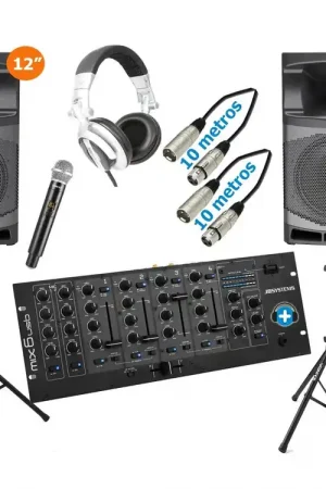 DENVER 12 COMPLET 3200W- EQUIPO DJ COMPLETO MA-12 Solo Por Tiempo Limitado