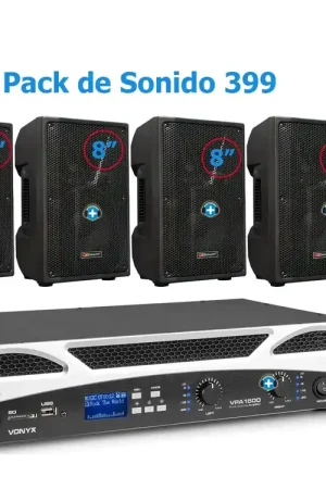 Stock Limitado Pack de Sonido 399 - Etapa VPA1500 bty 4 Altavoces Pasivos 8 Pulgadas Medium