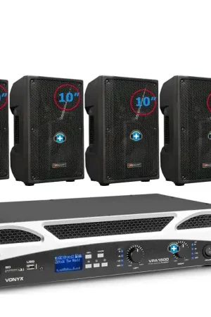 No Te Lo Pierdas Pack de Sonido 390 - Etapa VPA1500 PAy 4 Altavoces Pasivos 10 Pulgadas Basic
