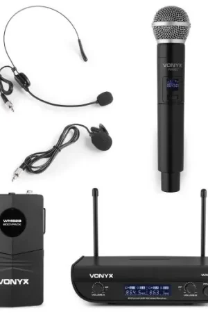 Envío Inmediato Vonyx WM82C Micrófono inalámbrico digital UHF de 2 canales con bolsillo y cuerpo 179215