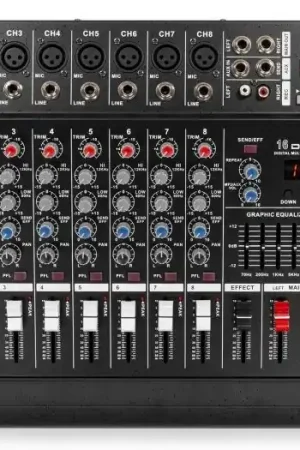 Últimas Unidades Vonyx AM8A Mezclador de 8 canales con amplificador DSP/BT/SD/USB/MP3 172574