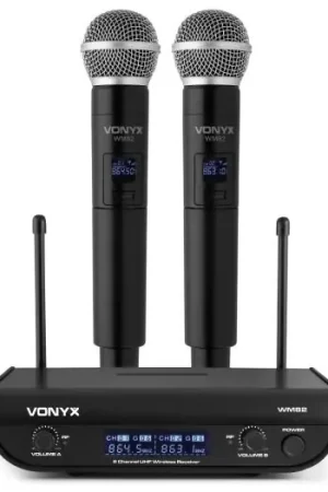 Alta Calidad Vonyx WM82 Microfono inalambrico digital UHF 2 canales con 2 micros de mano 179212
