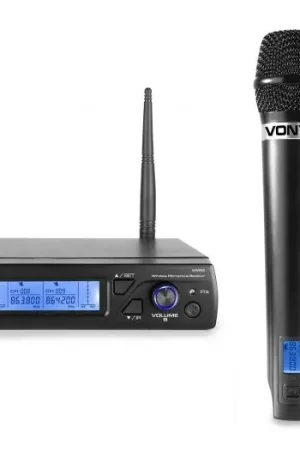 Certificado Vonyx WM62 Micrófono inalámbrico UHF 16Ch con 2 micrófonos de mano 179262