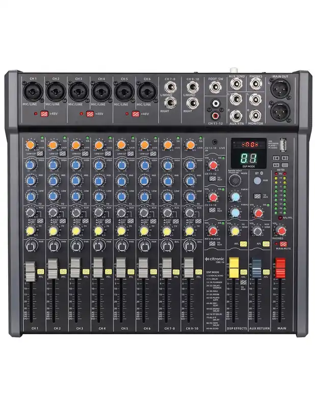 Promoción Citronic CMC-14 Mesa de mezclas 14 entradas con DSP y Reproductor USB/PC/BT