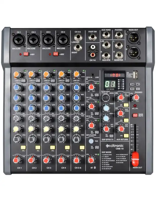 Stock Limitado CITRONIC CMB-10 Mesa de mezclas con DSP y Reproductor USB/PC/BT
