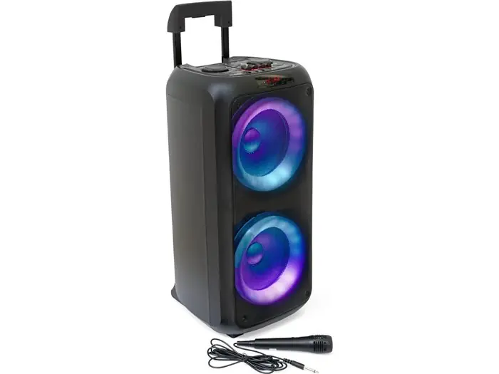 Marca Reconocida IBIZA SOUND 2x 8'' 600W HI-POWER SPEAKER WITH LIGHT AND TROLLEY VENUS600