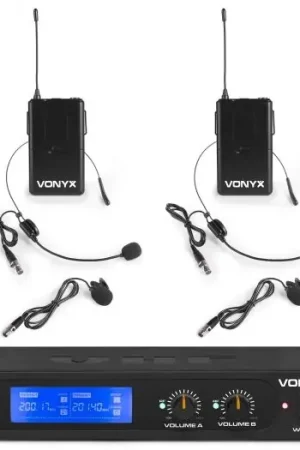 Vonyx WM522B Microfono inalambrico VHF 2 canales con 2 micros de cabeza 179235 Precio Bajo