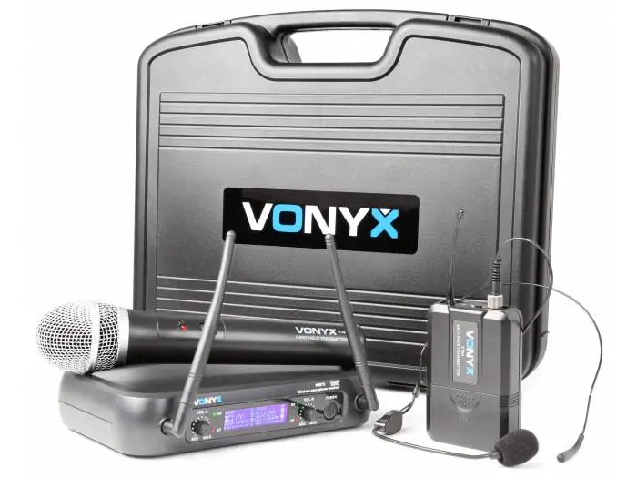 Envío Inmediato Vonyx WM73C Combi System Wireless UHF 2 canales con micro de mano y petaca y Display