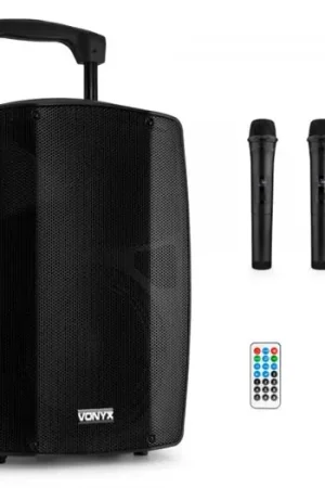 Vonyx VSP200 Altavoz portátil bluetooth de 10” 200W 2 micrófonos inalámbricos SD USB MP3 Envío Inmediato