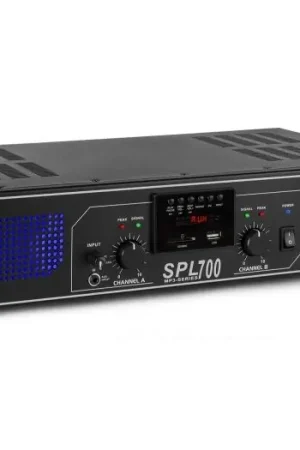 Skytec SPL 700MP3 Amplificador con LEDs azules + EQ Negro 178769 Más Vendido