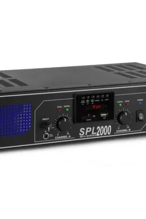 Favorito De Clientes Skytec SPL 2000MP3 Amplificador con LEDs azules + EQ Negro 178774