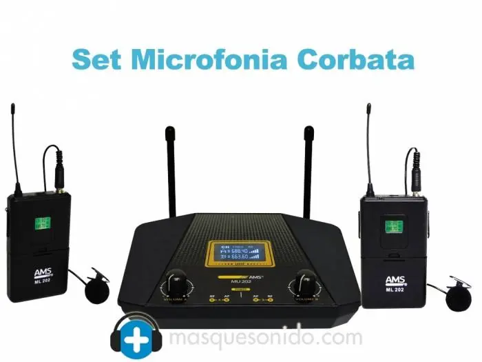 Envío Exprés AMS MU202LV- Doble receptor UHF con 2 emisores petaca+2 micros solapa