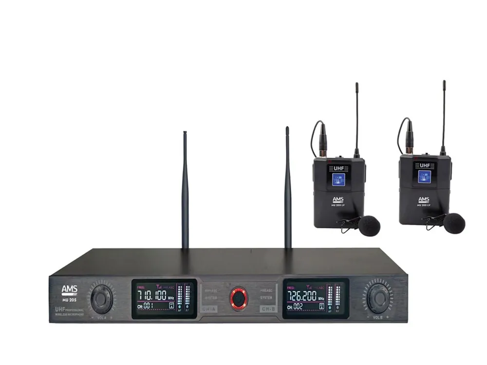 AMS MU 205 LV Sistema inalámbrico UHF de 2 canales/h3ppMU 205 LV es un sistema inalámbrico para la banda UHF. Consta de 2 cana Más Vendido