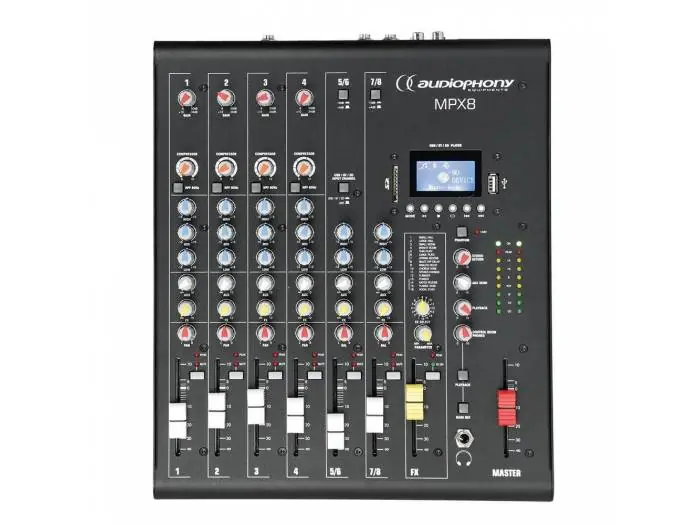 Precio De Fábrica AUDIOPHONY MPX-8 MESA DE MEZCLAS 8CH DSP / USB / SD / BT