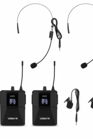VONYX WM552B Micrófono de petaca inalámbrico UHF dual plug-and-play Ocasión Especial