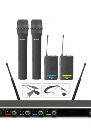 CHORD NU4-C Micrófono Inalambrico de Diadema y Mano 4 Canales Ordena Ya